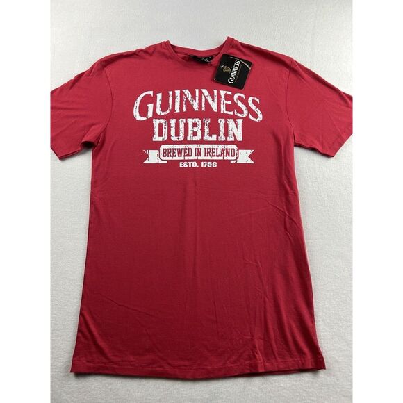 Guinness Dublin Brewed In Ireland Red Short Sleeve Tee Shirt Women's Medium - Picture 1 of 5